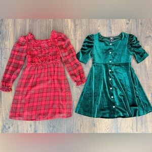 Girls Holiday Dress Bundle 6-6X Velvet & Plaid NWOT